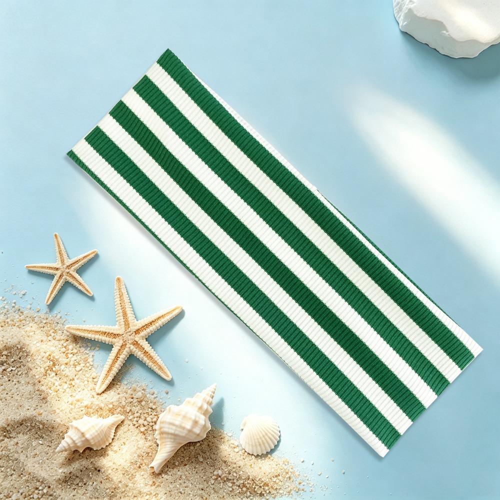 Fashion Striped Elastic Hair Band Sweat-absorbing Soft Wide Hairband Hair Accessories Non-slip Sports Headband зелёный