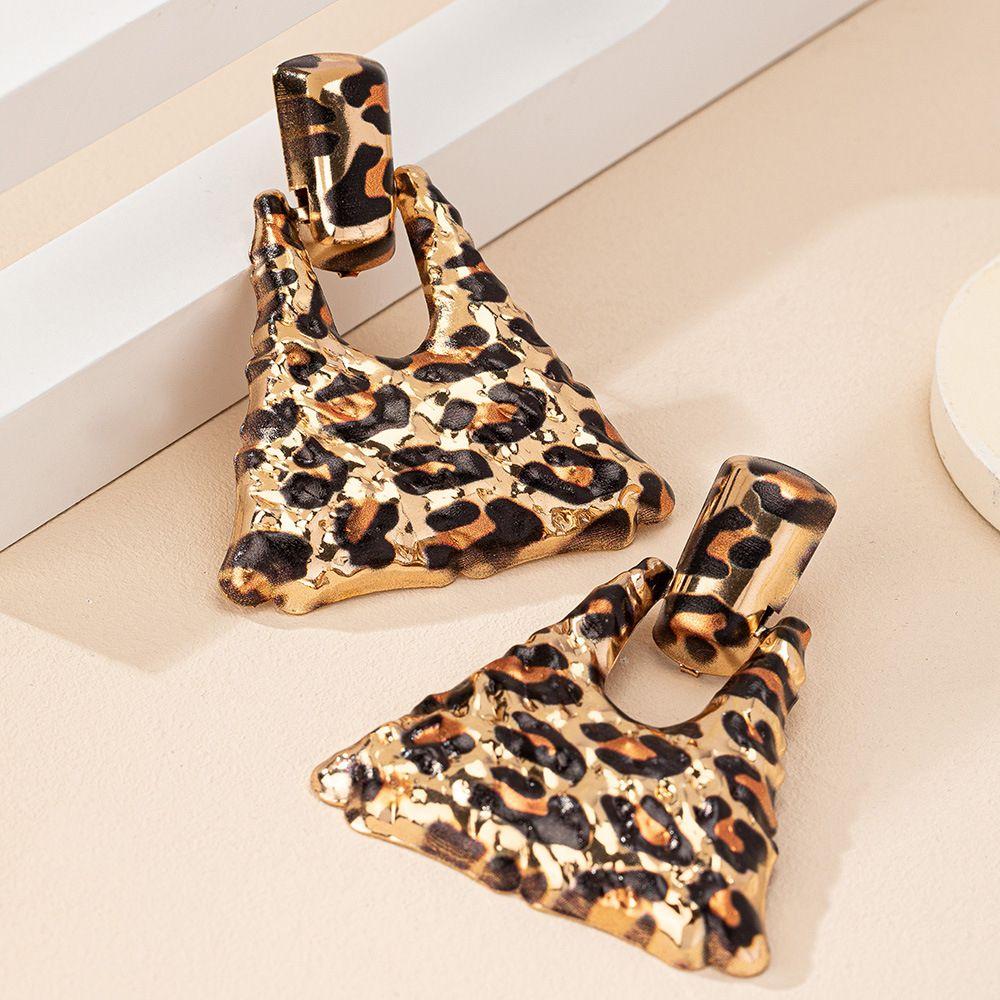 Fashion Leopard Print Stud Earrings Lightweight Hypoallergenic Metal Animal Pattern Accessories for Daily Wear and Special Occasions