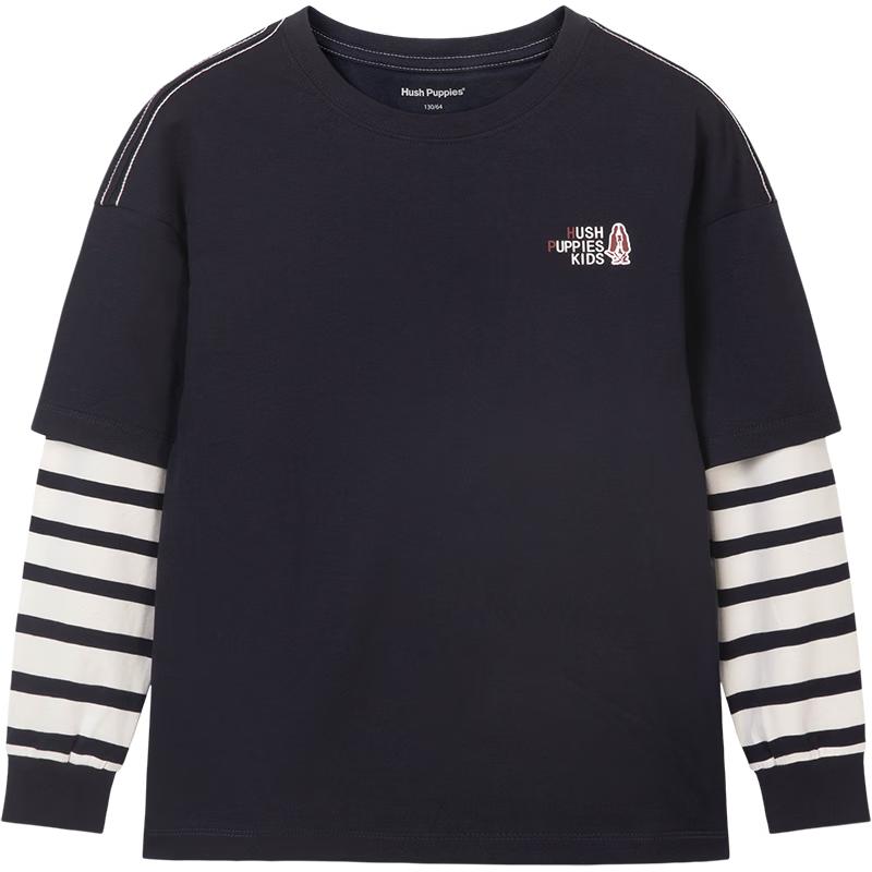 Hush Puppies Kids  Long-Sleeve Round Neck Fake Two-Piece T-Shirt 140