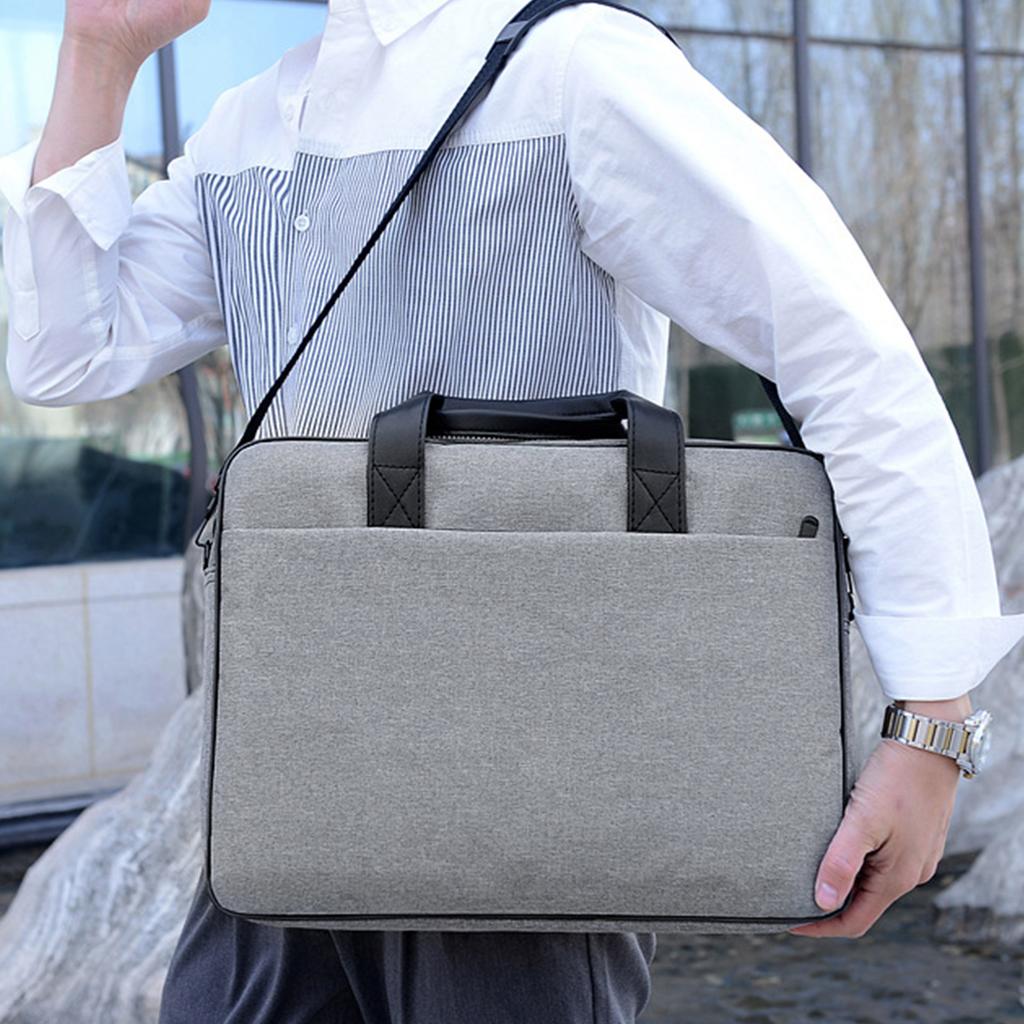 Protective Carrying Case Notebook Handbag Oxford Cloth Laptop Computer Bag Splash-proof Briefcase Portable Black/Gray