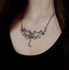 Temperament Gothic Gold Farbe Ast Sichelmond Anhänger Halskette für Damen Halloween Party Hexe Magie Schmuck Accessoire