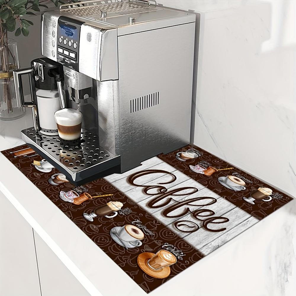 Vintage Espresso-Themed Absorbent Drying Mat - Non-Slip, Easy-Clean Polyester for Coffee Bars & Kitchen Decor, 1pc