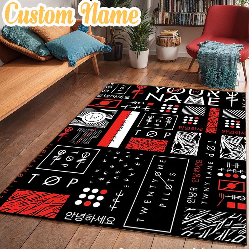Custom Name Twenty One Pilots Music Evolution Rug Office Rug Chair Mat Non Slip Carpet Rugs for Bedrooms Dining Room Living Room Home Decor gifts