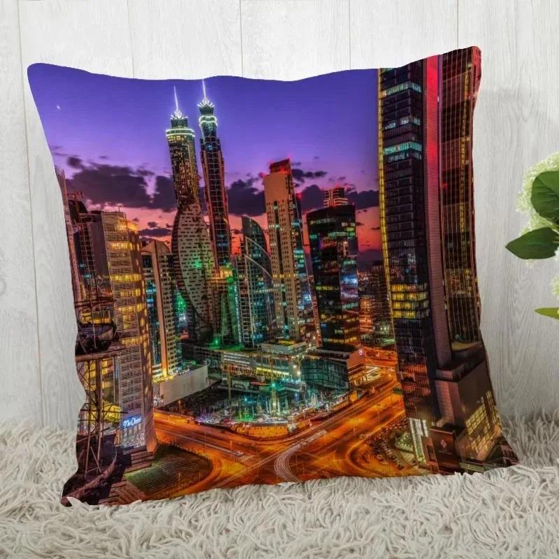 Luxury Home Decor Pillow Cover Living Room Sofa Cushion Cover City Night Scene Light Pattern Cushion Cover