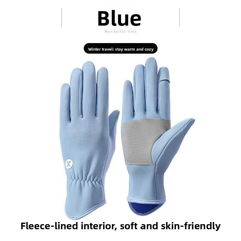 

Winter Womens Touchscreen Gloves With Windproof Fabric For Commuting Outdoor Activities небо синє кольору