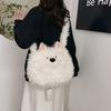 Cute Cartoon Dog Student Shoulder Bags For Women Girls Large Capacity Messenger Bag Simple Sweet Plush Female Handbags Gifts