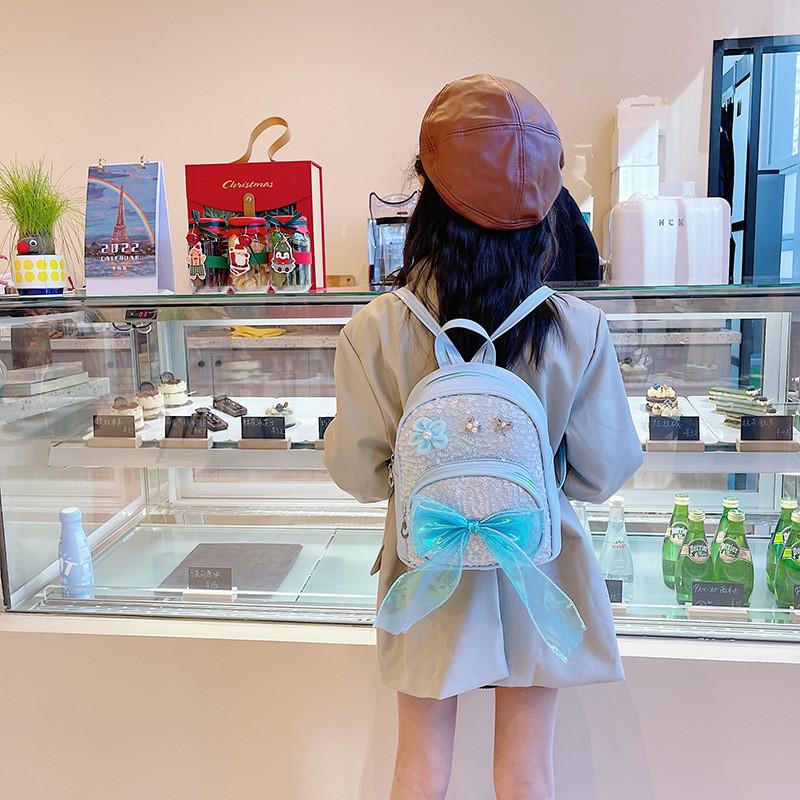 Trendy Bowknot Sequin Children's School Bag Ages 2-5 Girls Waterproof