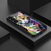 Colorful Cat Black Tempered Glass Phone Case Suitable for Samsung Galaxy S26 S25 S24 S23 S22 S21 S20 FE/Ultra/Plus Anti Fall