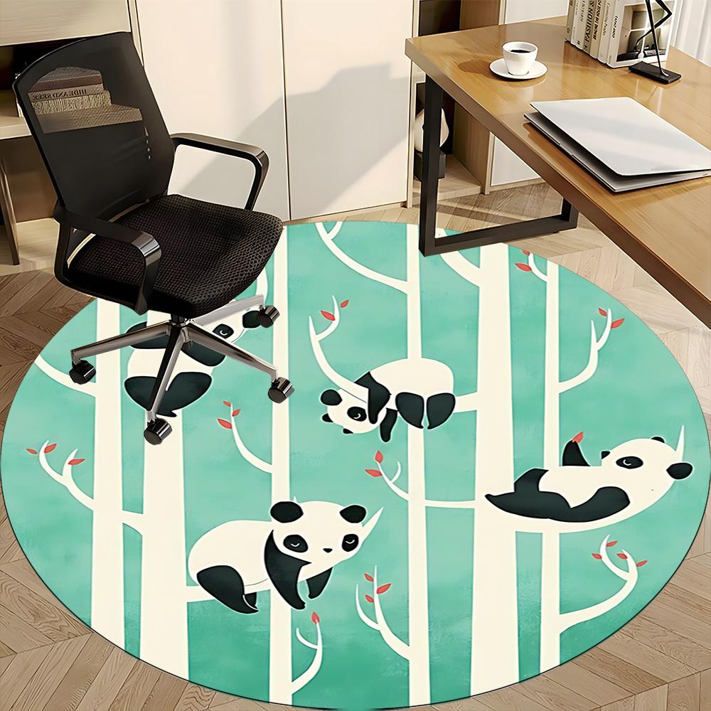 1pc Panda Forest Office Round Area Rug, Indoor Mat Suitable ForOffice, Under Office Chairs Bedroom Living Room Home Decor, D138
