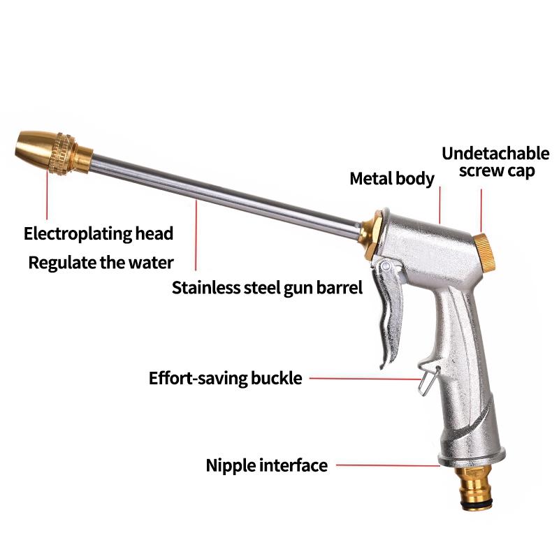 Garden Water Gun High Pressure Metal Sprinkler Hose Nozzle Car Wash Foam Pot Water Spray Guns Plants Watering Irrigation Tools