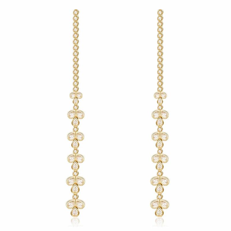 APM Monaco [Romantic Confession] Long petal design, elegant earrings, women s gold YE14395OX