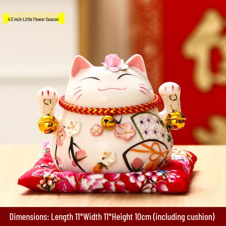 Lucky Cat Ceramic Decor: Creative Japanese Fortune Cat Small Piggy Bank - Ideal Gift for Store Openings