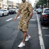 Two-Piece T-shirt Sets Camo Camouflage Faith Black Cross 3d Print T-shirt+Shorts 2Pcs Set Outdoor Suit Fitness Tee Pant Shorts SET