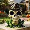 Halloween Skull Frog Figurine, Small Resin Frog Sculpture, Collectable Spooky Frog Ornament for Home Office Table Shelf Decor