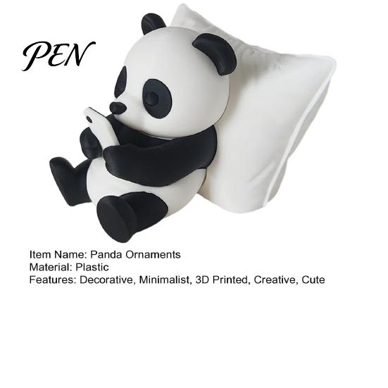 Car Interior Styling Ornaments 3D Printed Panda Ornaments, Cute & Pillow Desktop Figurine, Stress Relief Sculpture Compact Shelf Decorations for Home