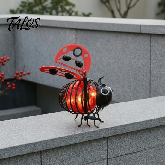 Automatic Dusk To Dawn Lights 2Pcs Solar Hanging Bee Lanterns, Waterproof Decorative Garden Lights, Cute Metal Yard Ornaments Insect Night for