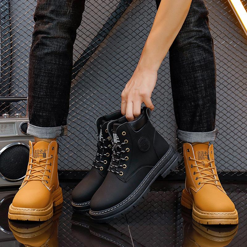 Martin Stiefel Herrenstiefel Lederschuhe Herren High-Top Britischer Stil Werkzeugstiefel Vielseitige Mode Paar Lederstiefel Frühling Rhabarberstiefel