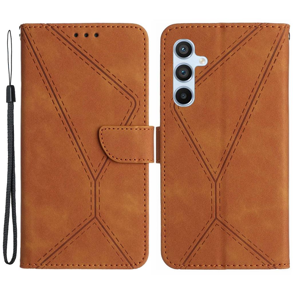 HT05 For Samsung Galaxy M35 5G Case Skin-Touch Lines PU Leather Phone Cover