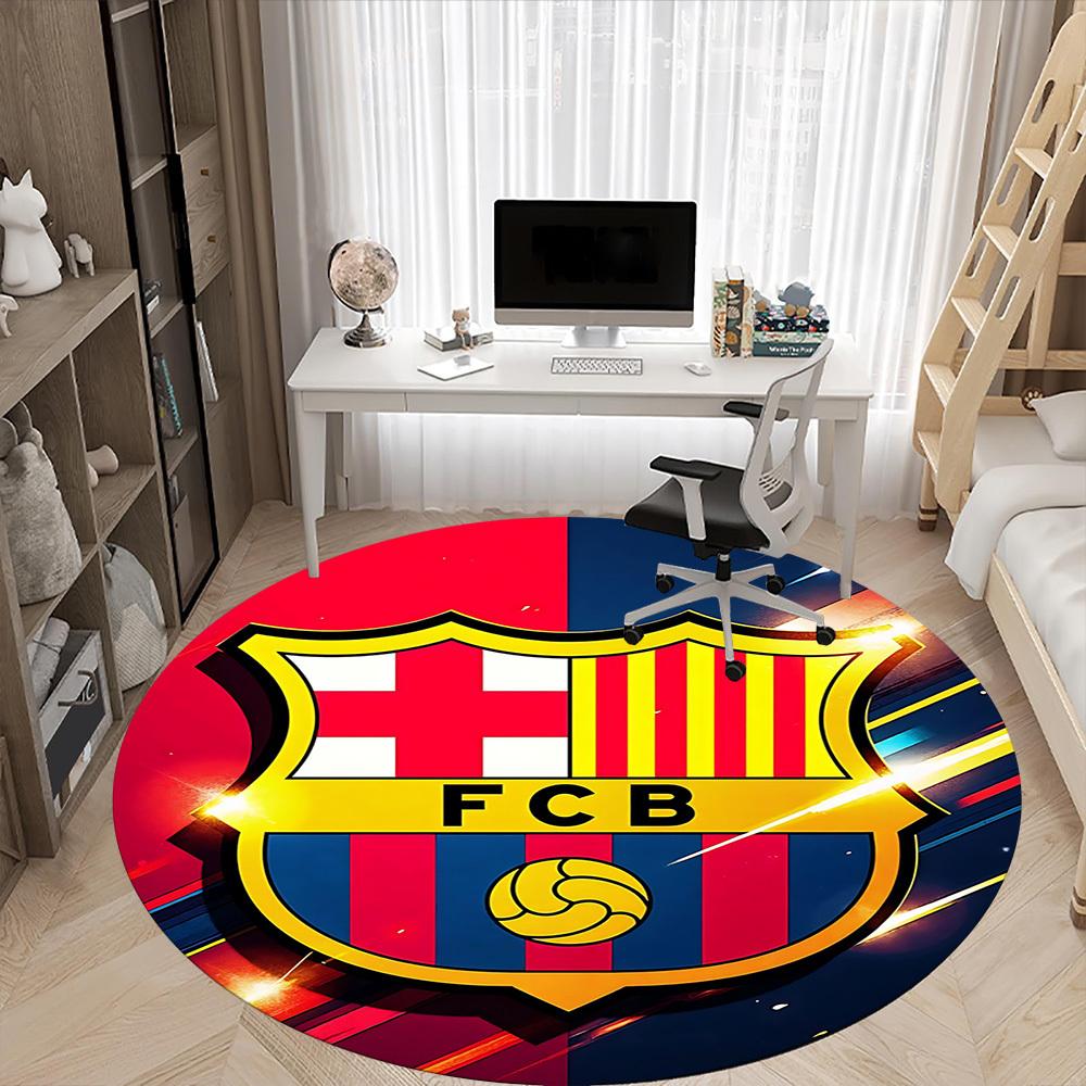 1pcBarcelona Football Office Round Area Rug, Indoor Mat Suitable For Office, Bedroom Living Room Home Decor, Room Deco,  Offic A0928153