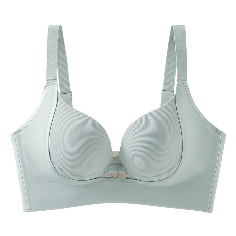 Traceless Steel Rim Full Cup Bra Massage Cup Fat Mm Big Chest Thin Gathering Adjustment Type
