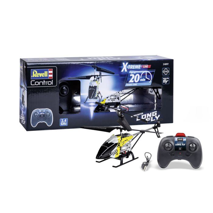 Hélicoptère RC X-TREME - Revell Control - Long Fly - 20 minutes de vol - Corps en métal - 23 cm - Télécommande 2,4 GHz