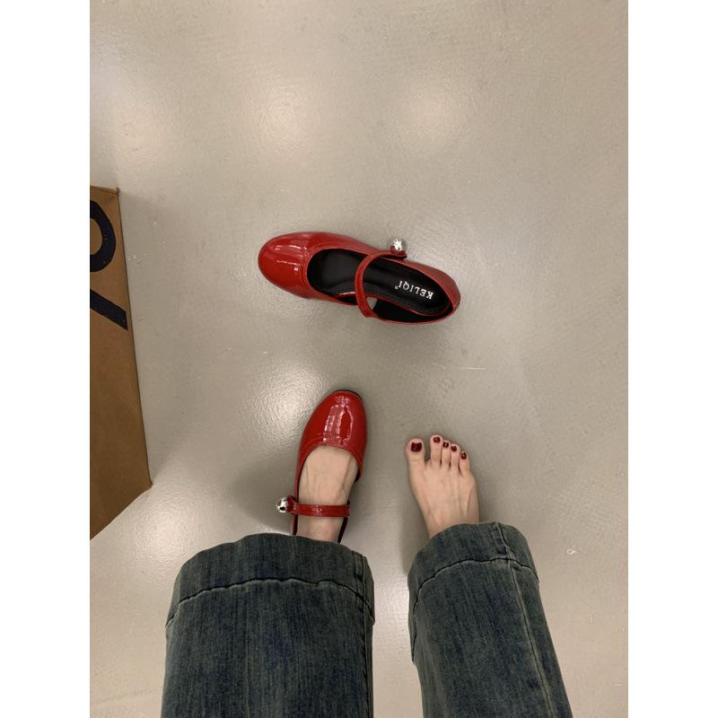 French flat-bottomed retro round head with Mary Jane small leather shoes women's shoes versatile commuter patent leather single shoes women's shoes