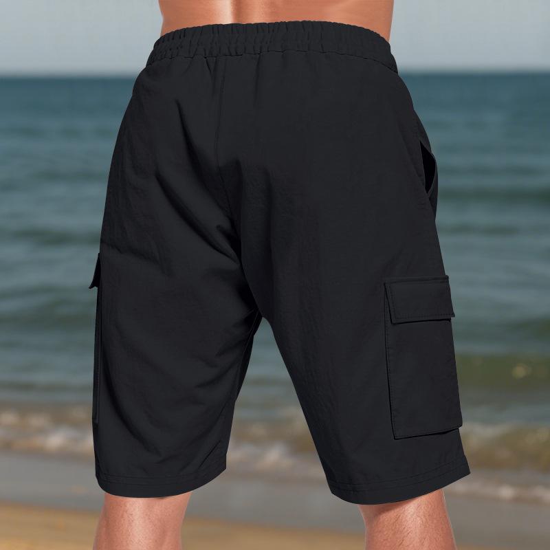 Men's Breathable Loose-Fit Cargo Casual Shorts with Pockets.