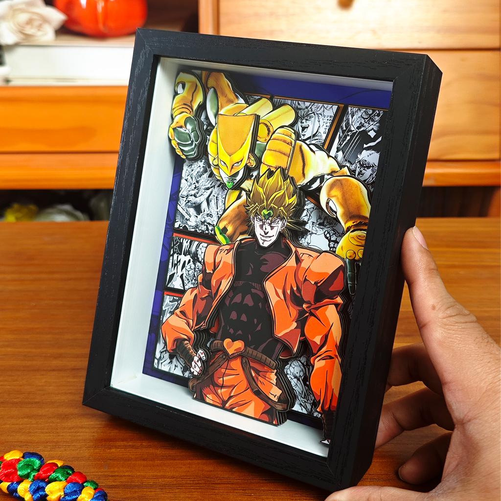Classic Anime JoJo's Bizarre Adventure 3D Decorative Painting Cartoon Figure Handmade Decorative Picture Frame DesktopDecoration