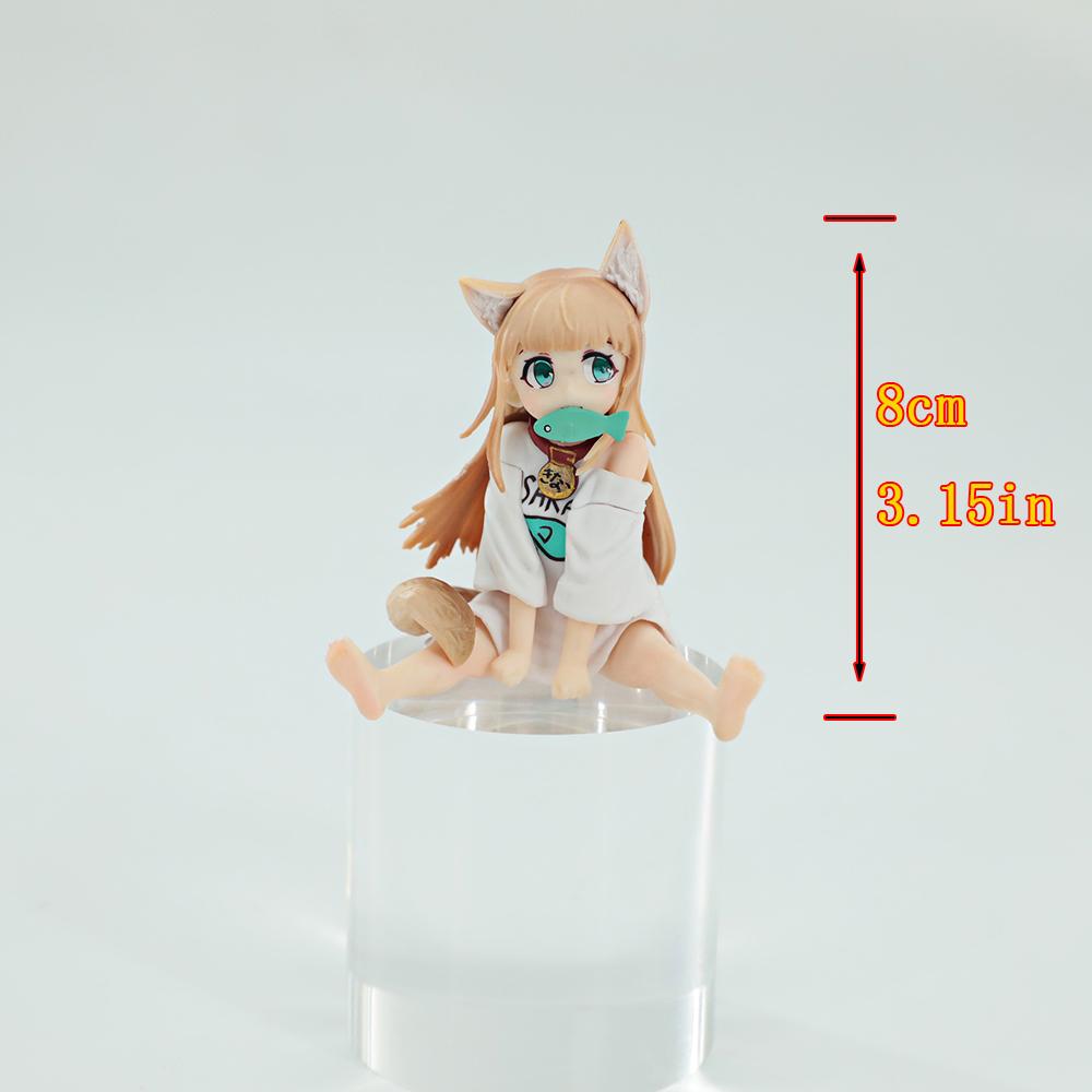 8CM Anime Kinako Figure Cat Girl Cute Noodle Stopper Mini Animation Model Toy Gift Ollection Decoration Ornaments PVC