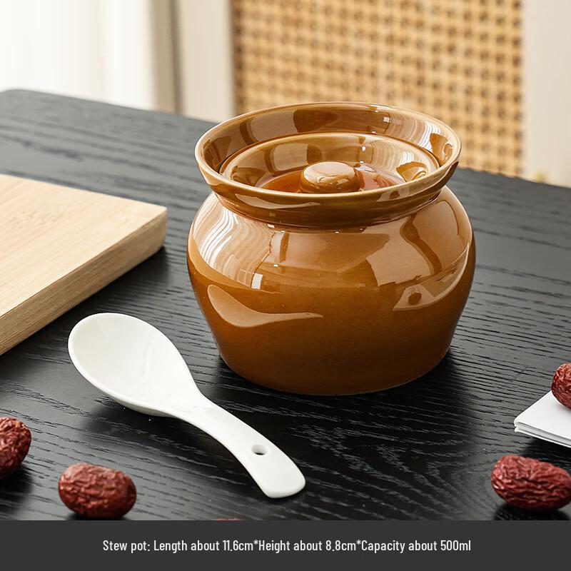 ZISIZ Ceramic Stewing Pot with Lid