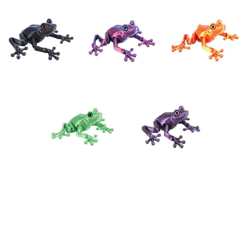 3D Printing Frog Figures Animal Toys Multi-joint Movable Simulation Eyes for Home Accessories Kids Gift Living Room Decoration