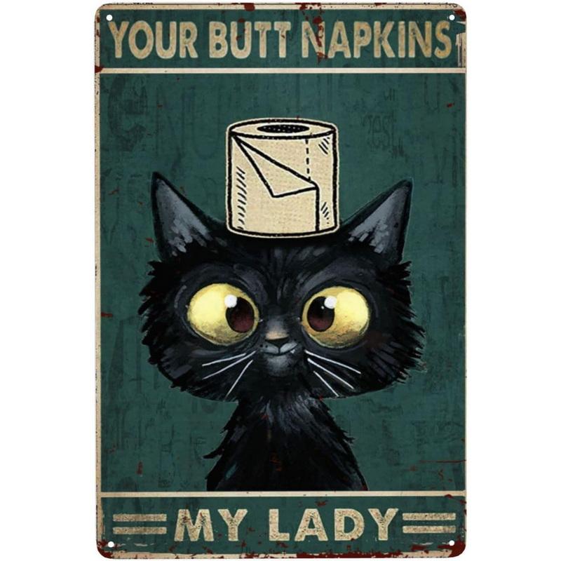 Funny Bathroom Metal Tin Sign Artwork Wall Decor Your Butt Napkins My Lady My Lord Decoration for Home Hotel Cafe Pub Wall Decor