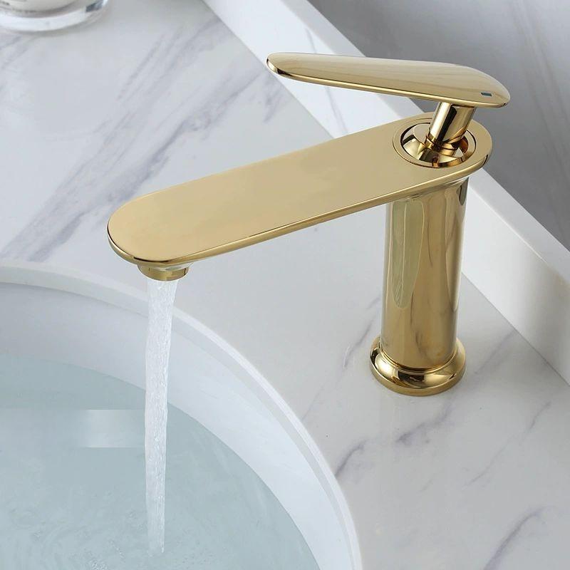 Luxury Bathroom Basin Faucet Deck Mounted Black Chrome Gold Sink Tap Single Hole Water Taps Hot and Cold Basin Mixers