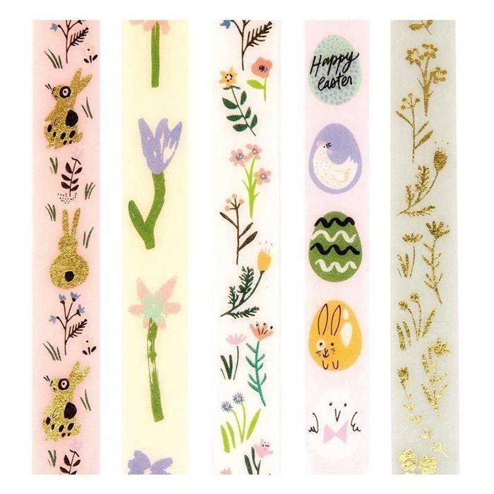 Masking Tape - Rico Design - Pâques - 1,5 cm x 10 m - Multicolore - 5 pcs