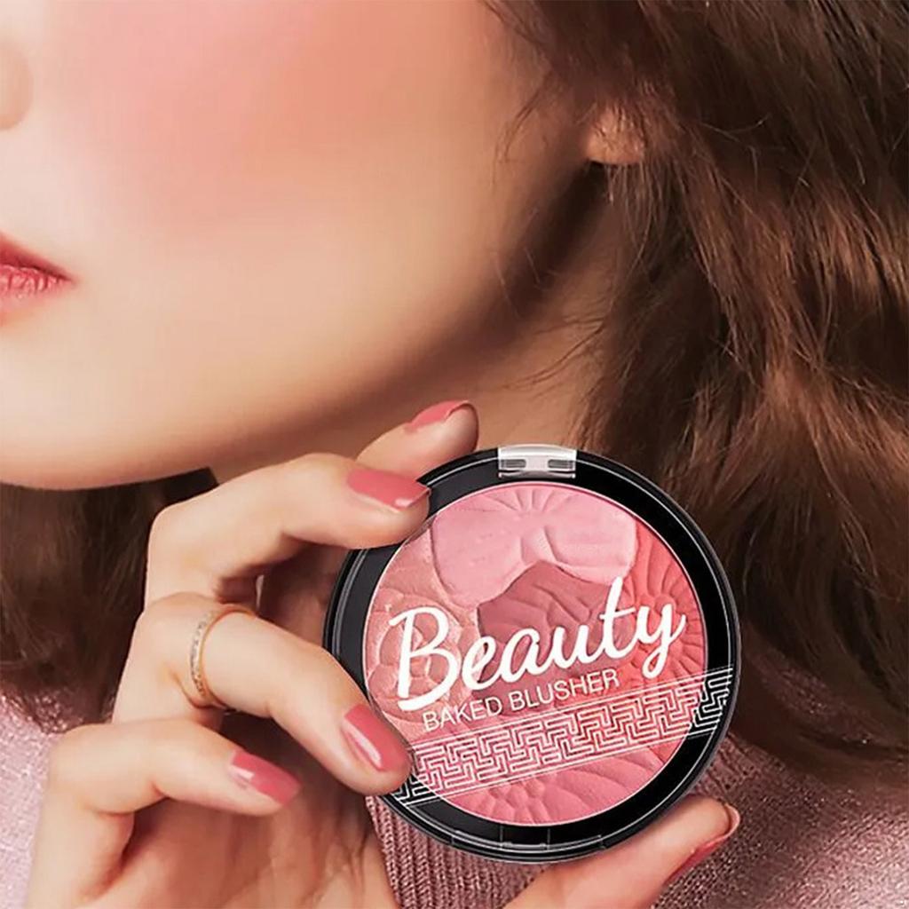 Palette Blush Illuminante Contouring a Cinque Colori da Donna, Cipria Compatta Embossed a Lunga Tenuta per le Guance