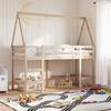 High Bed with Ladder and Canopy 80x200 cm Solid Pine Wood