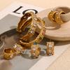 MamacitaSlay Luxury Evening Party Sparking Cubic Zirconia Hoops Stainless steel earrings woman 18K Gold Plated Jewelry