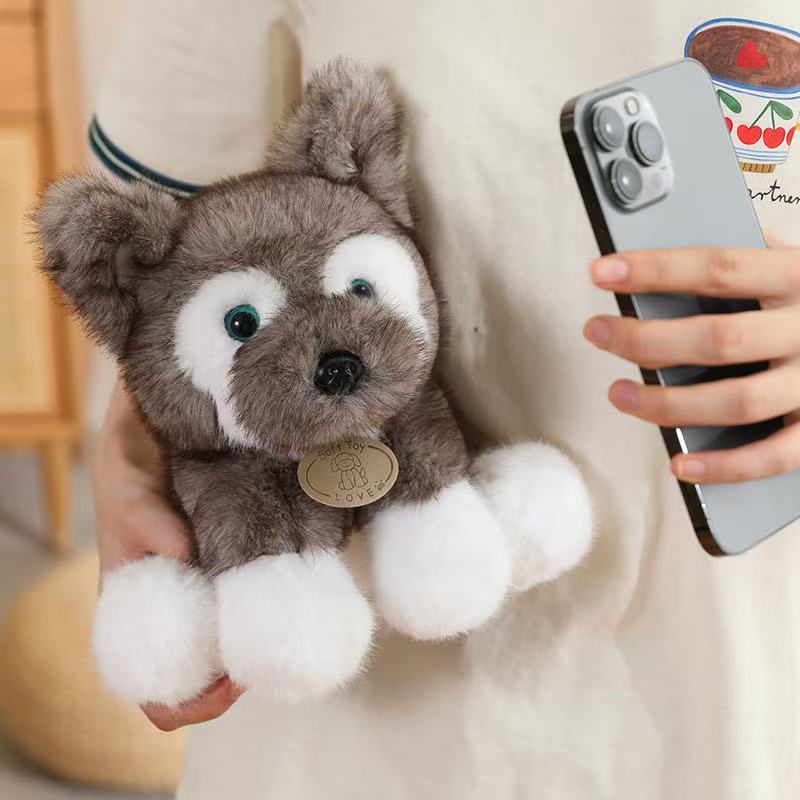 Nuovi Morbidi Peluche Seduti di Piccoli Cani Lupo Bambole Cucciolo Husky Morbide e Soffici Compagni Adorabili Animali Domestici Regalo di Compleanno per Bambini