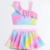 Maillot de bain deux pièces arc-en-ciel 2024 pour filles - Maillot de bain à la mode style robe de princesse pour enfants