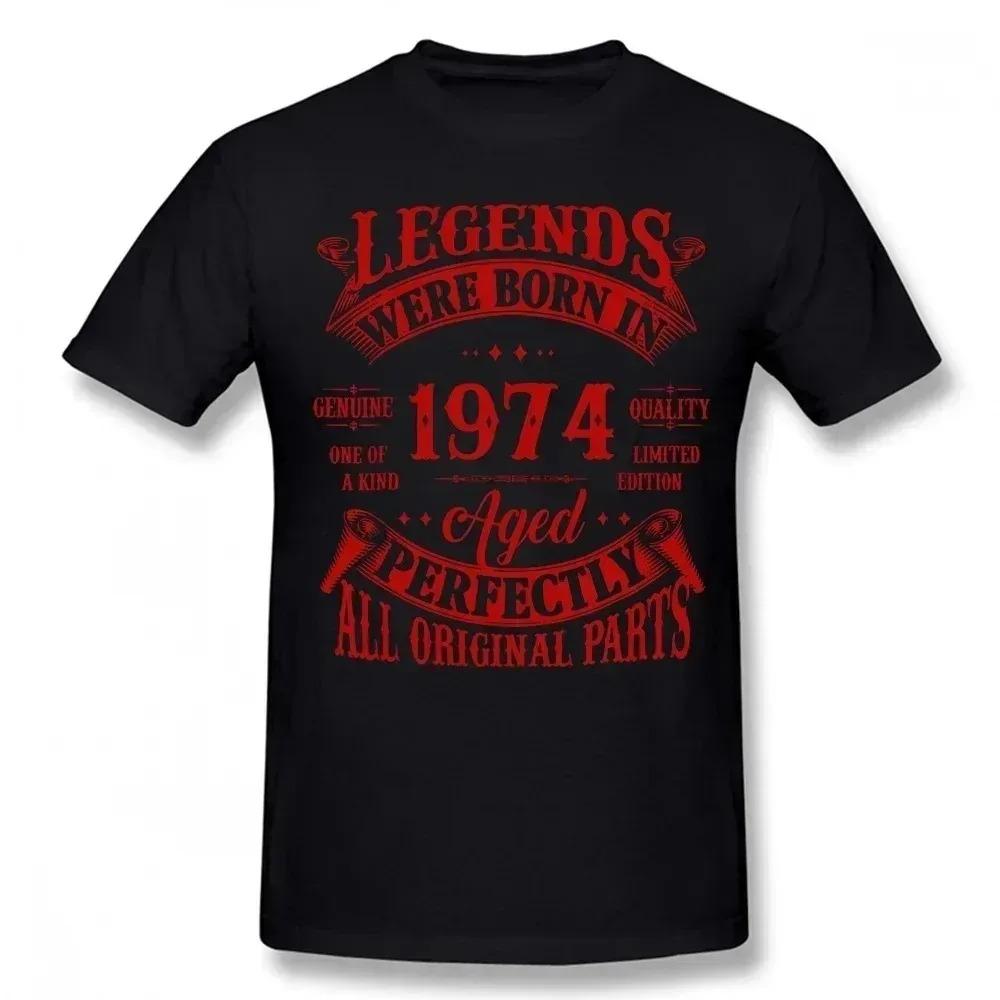 50. Geburtstag Vintage Legenden Geboren 1974 50 Jahre Alt T-Shirt Streetwear Kurzarm Geschenke Sommerstil T-Shirt Herrenbekleidung