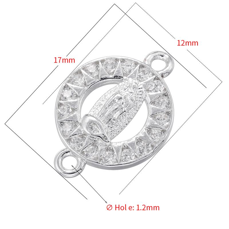 ZHUKOU Golden-plated Brass Catholic Virgin Mary Pendant Crafts Double Holes DIY Bracelet Necklace Accessories