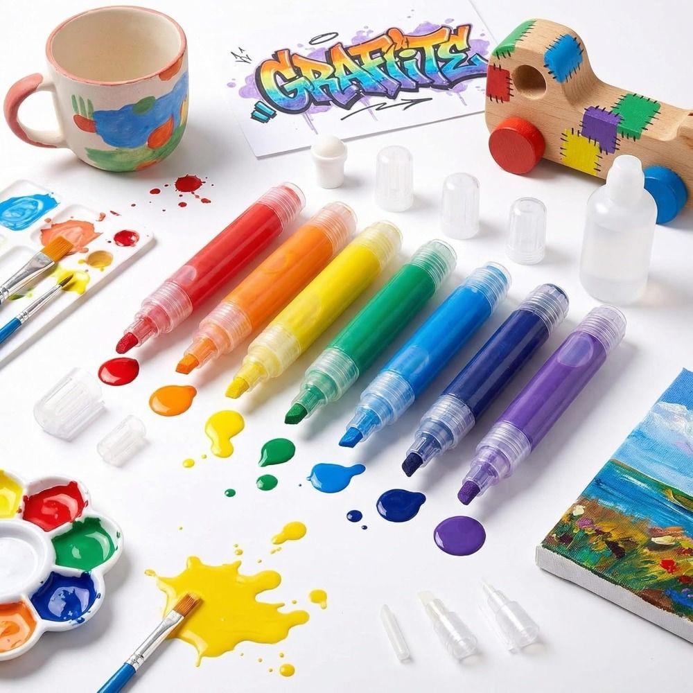 7Pcs 3/5/6.5/8/10/15/30mm Liquid Graffiti Pen Refillable Ink Graffiti Pen Tube Drawing Tools