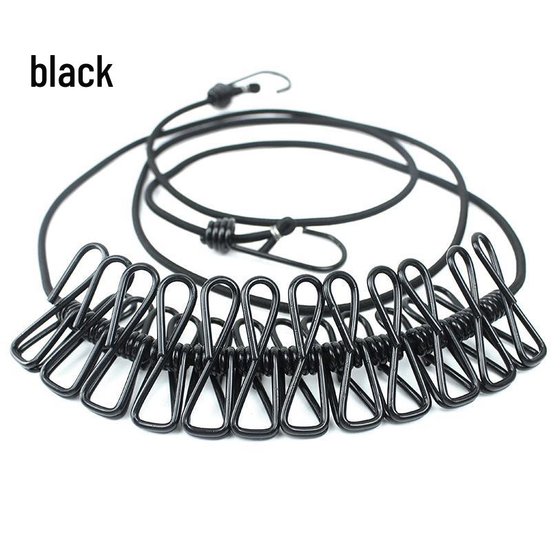 Přenosný větruodolný zatahovací sušák na prádlo s 12 protiskluzovými kolíčky