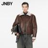JNBY Loose Fit Faux Leather Faux Fur Spliced Jacket