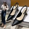 Frühling Sommer Neue spitze High Heels für Frauen Dünne Absätze Baotou Sandalen Zurück Hohl Flacher Mund Einzelne Schuhe für Frauen