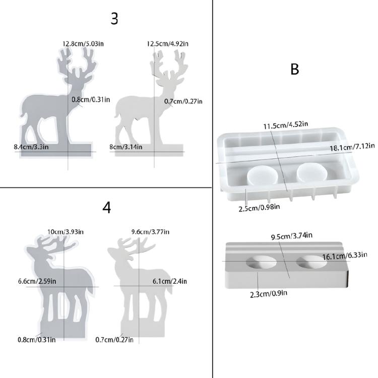 Professional Silicone Christmas Tree Standing Elk Mold Easy Demolding Design Candle Holder Mold for DIY Projects