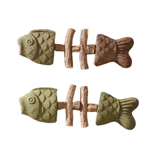 Natürliches Katzen-Kauspielzeug Fischgrätenform Katzenminze Silberrebe Kauspielzeug Zahnpflege Zahnreinigung Stick für Katzen Interaktives Spiel Mundgesundheit