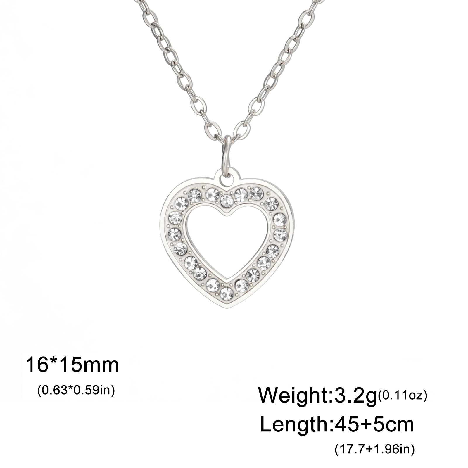 

Stainless Steel Clear Zircon Love Pendant Necklaces for Women Double Chains Necklace Jewelry 2026 Mother s Day Gift New 45cm