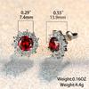 Cute Female Small Red Round Earrings Crystal Stone Fashion Silver Color Wedding  Double Stud Earrings For Women