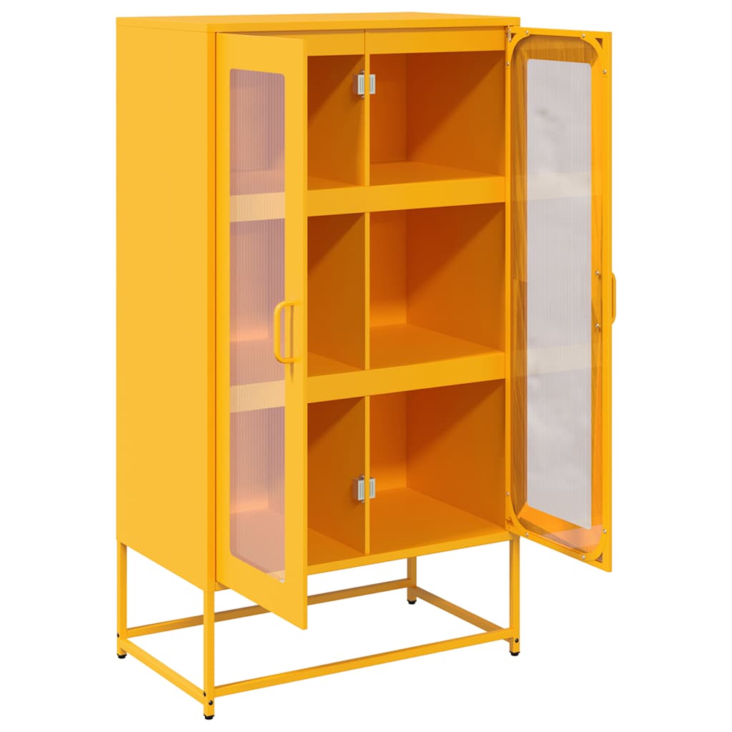 Komoda Wysoka Musztardowo-Żółta 68X39X123 Cm Stal